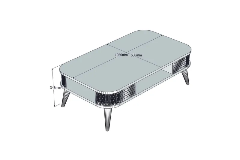 Hovdane Sofabord 105 cm med Oppbevaring Hylle Runde Hjørner - Lysebrun - Møbler - Bord - Sofabord