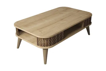 Hovdane Sofabord 105 cm med Oppbevaring Hylle Runde Hjørner