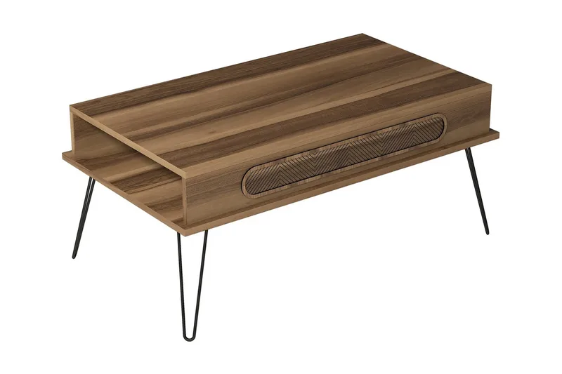 Hovdane Sofabord 105 cm med Oppbevaring Hylle Trekantmønster, Brun