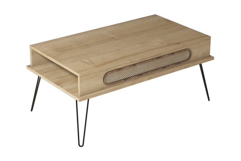 Hovdane Sofabord 105 cm med Oppbevaring Hylle TriangelMønste - Lysebrun - Møbler - Bord - Sofabord