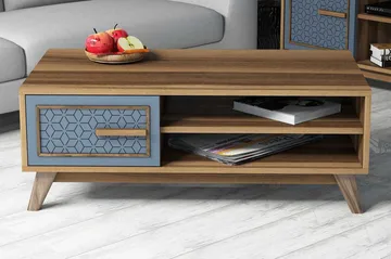 Hovdane Sofabord 105 cm Oppbevaring 2 Hyller+Skåp Diamantmøn