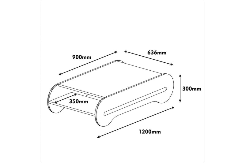 Hovdane Sofabord 120 cm med Oppbevaringshylle - Brun/Hvit - Sofabord