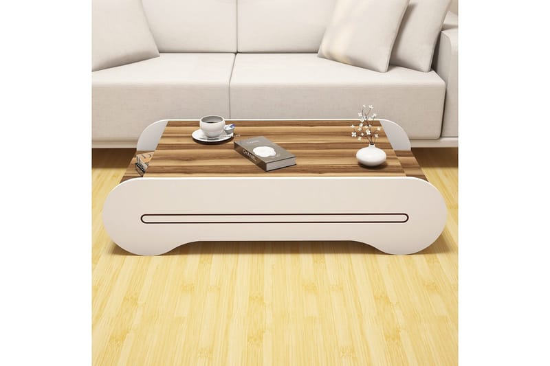 Hovdane Sofabord 120 cm med Oppbevaringshylle - Brun/Hvit - Møbler - Bord - Sofabord
