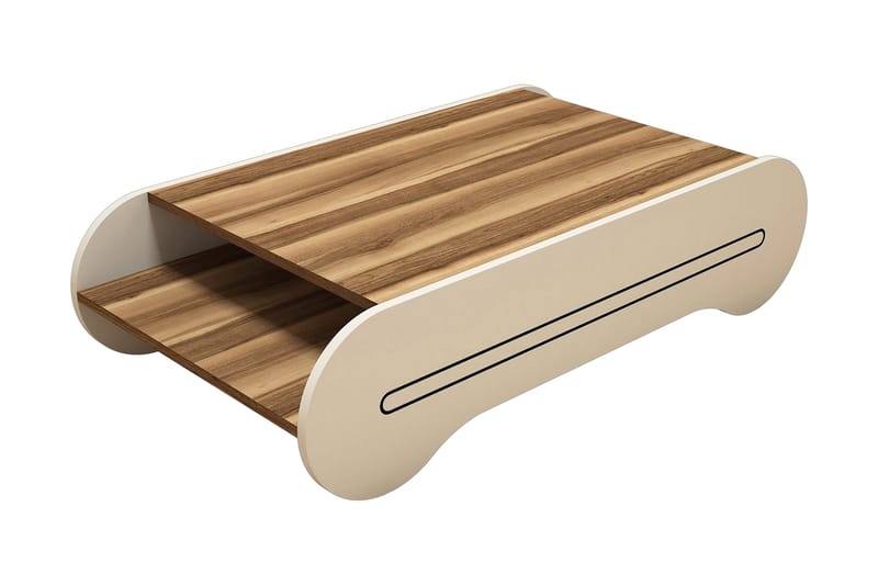 Hovdane Sofabord 120 cm med Oppbevaringshylle - Brun/Kremhvit - Møbler - Bord - Sofabord