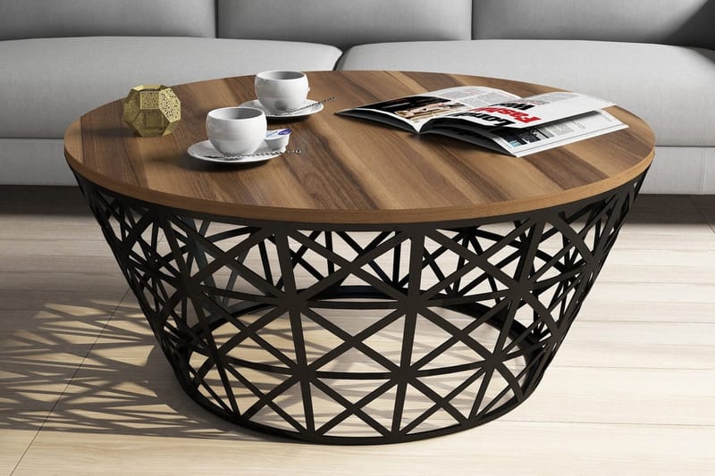 Hovdane Sofabord 90 cm Rundt Avsmalnande - Brun/Svart - Møbler - Bord - Sofabord