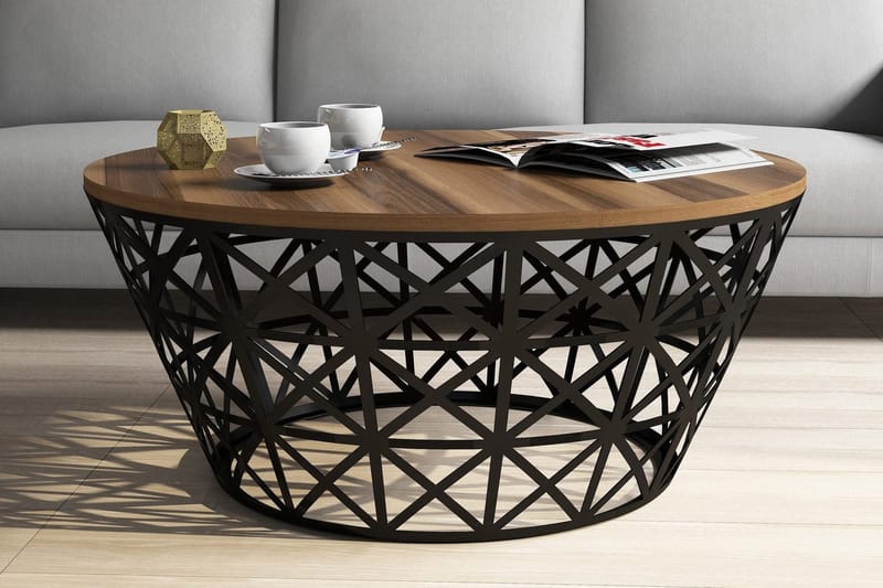 Hovdane Sofabord 90 cm Rundt Avsmalnande - Brun/Svart - Møbler - Bord - Sofabord