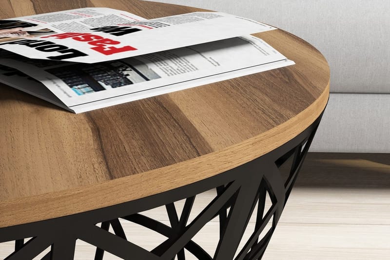 Hovdane Sofabord 90 cm Rundt Avsmalnande - Brun/Svart - Møbler - Bord - Sofabord