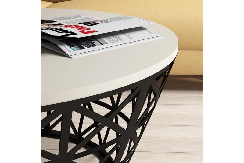 Hovdane Sofabord 90 cm Rundt Avsmalnande - Kremhvit/Svart - Møbler - Bord - Sofabord
