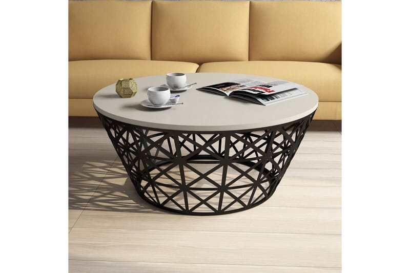 Hovdane Sofabord 90 cm Rundt Avsmalnande - Kremhvit/Svart - Møbler - Bord - Sofabord