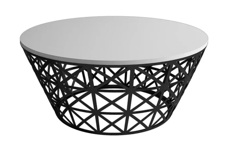 Hovdane Sofabord 90 cm Rundt Avsmalnande, Kremhvit/Svart