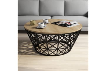 Hovdane Sofabord 90 cm Rundt Avsmalnande - Lysebrun/Svart - Møbler - Bord - Sofabord