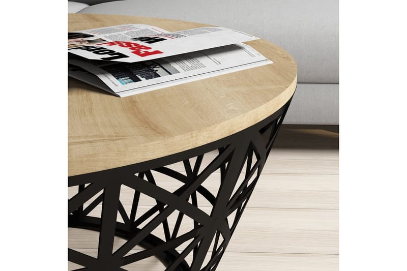 Hovdane Sofabord 90 cm Rundt Avsmalnande - Lysebrun/Svart - Møbler - Bord - Sofabord