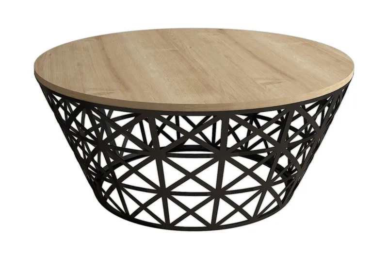 Hovdane Sofabord 90 cm Rundt Avsmalnande - Lysebrun/Svart - Møbler - Bord - Sofabord