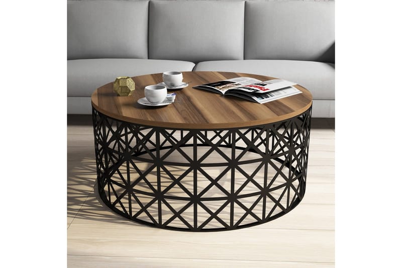 Hovdane Sofabord 90 cm Rundt - Brun/Svart - Møbler - Bord - Sofabord