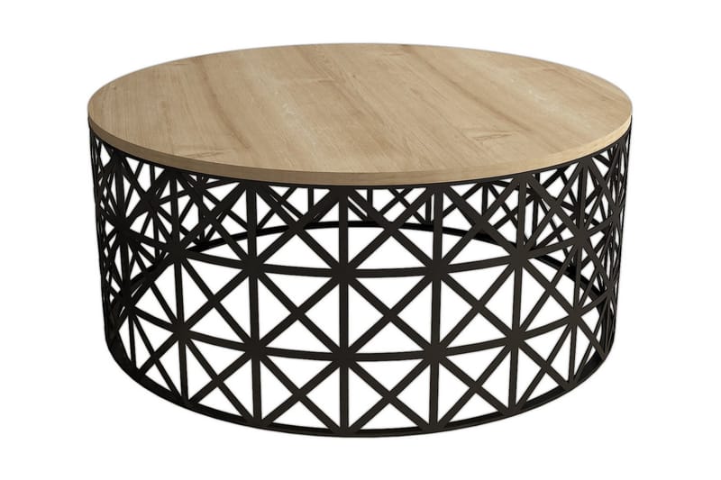 Hovdane Sofabord 90 cm Rundt - Lysebrun/Svart - Møbler - Bord - Sofabord