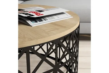 Hovdane Sofabord 90 cm Rundt - Lysebrun/Svart - Møbler - Bord - Sofabord