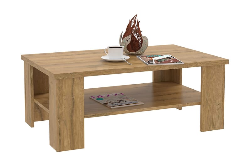 Hovencamp Sofabord 107 cm med Oppbevaringshylle - Brun - Møbler - Bord - Sofabord