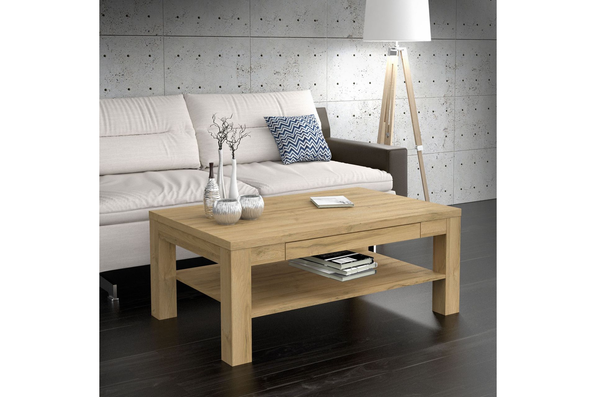 Hovencamp Sofabord 110 cm med Oppbevaringshylle - Brun - Møbler - Bord - Sofabord