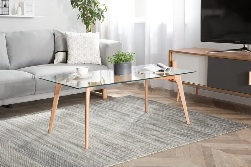 Hudson Sofabord 120 cm, Glass/Natur