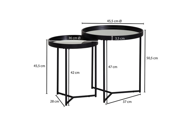 Hueske settbord 46 cm - Svart - Møbler - Bord - Sofabord