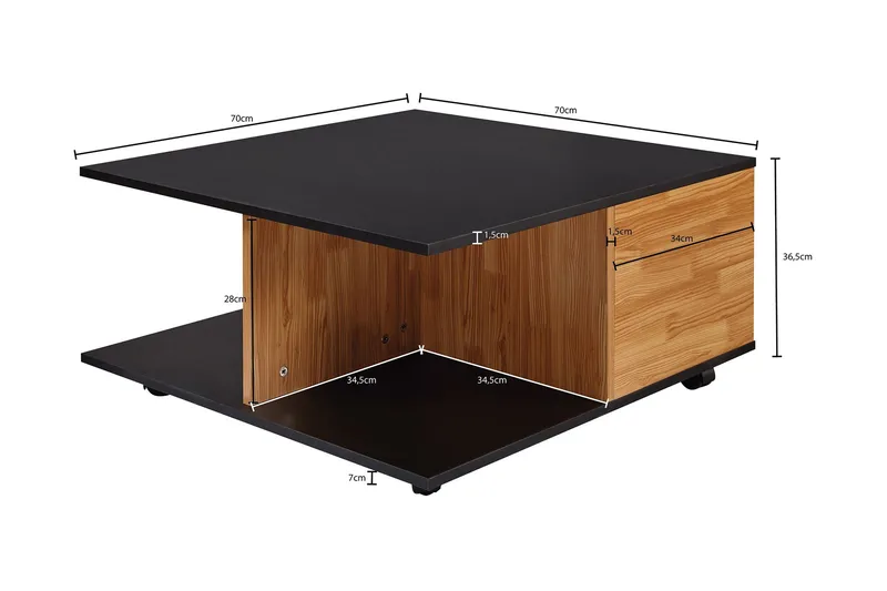 Hyland Sofabord 70 cm - Svart - Møbler - Bord - Sofabord - Sofabord med hjul