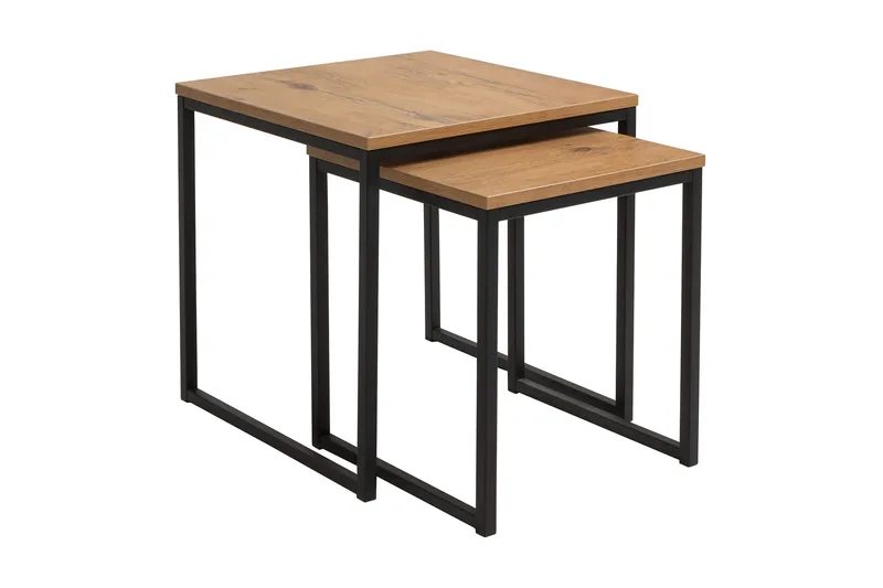 Illaso Settbord 41 cm 2 Bord, Eikfarge/Svart