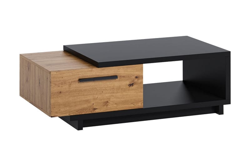 IngRamme Sofabord 120 cm med Oppbevaringsskuff + Hylle - Natur/Svart - Møbler - Bord - Sofabord