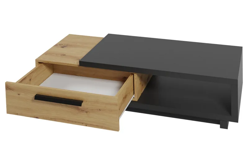IngRamme Sofabord 120 cm med Oppbevaringsskuff + Hylle - Natur/Svart - Møbler - Bord - Sofabord