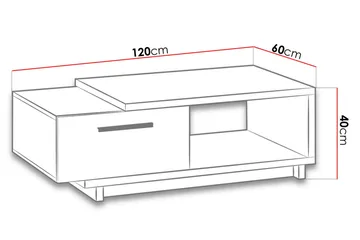 IngRamme Sofabord 120 cm med Oppbevaringsskuff + Hylle - Natur/Svart - Møbler - Bord - Sofabord