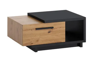 IngRamme Sofabord 90 cm med Oppbevaringsskuff + Hylle - Natur/Svart - Møbler - Bord - Sofabord