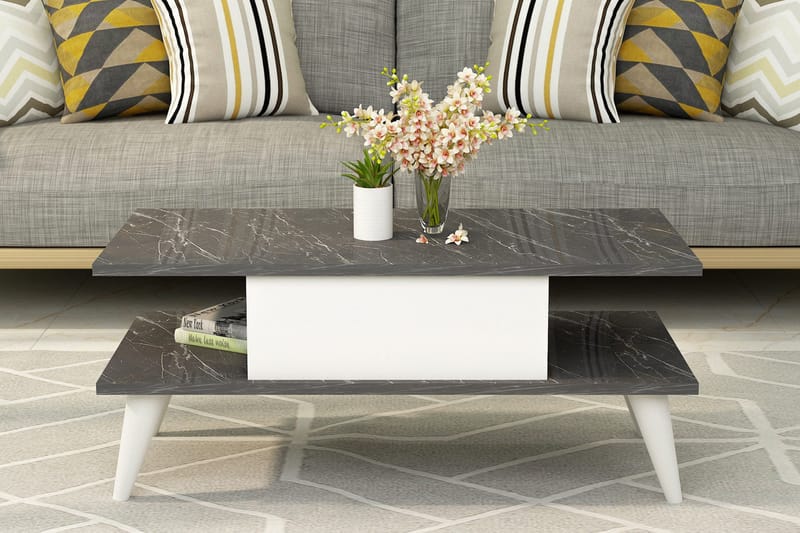 Irbene Sofabord 90x40x90 cm - Svart/Hvit - Møbler - Bord - Sofabord