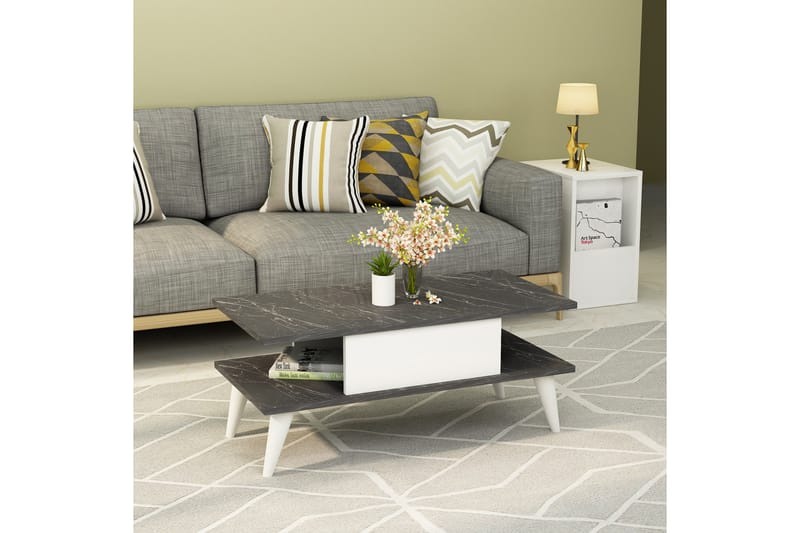 Irbene Sofabord 90x40x90 cm - Svart/Hvit - Møbler - Bord - Sofabord