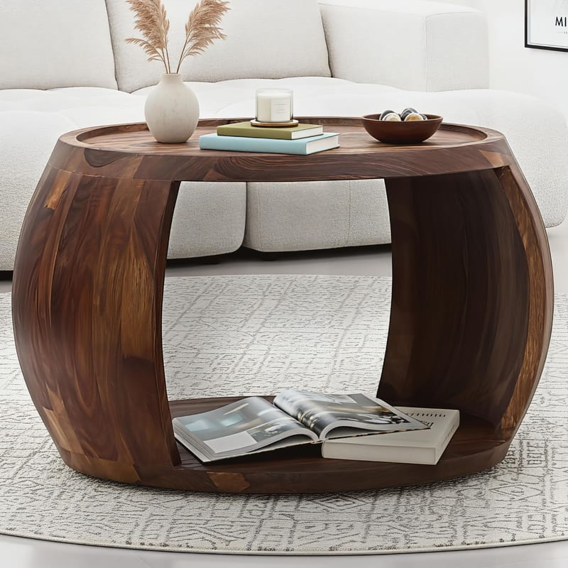 Ivoilo Sofabord 60 cm Landlig stil - Varm mørkebrun - Møbler - Bord - Sofabord - Sofabord med oppbevaring