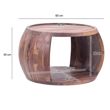 Ivoilo Sofabord 60 cm Landlig stil - Varm mørkebrun - Møbler - Bord - Sofabord - Sofabord med oppbevaring