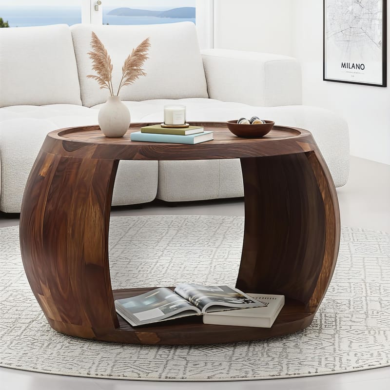Ivoilo Sofabord 60 cm Landlig stil - Varm mørkebrun - Møbler - Bord - Sofabord - Sofabord med oppbevaring