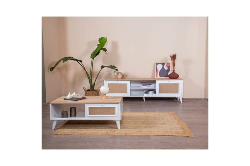 Sofabord Jatinder Hvit / Eik - Hvit / Eik - Møbler - Bord - Sofabord
