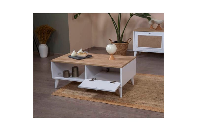 Sofabord Jatinder Hvit / Eik - Hvit / Eik - Møbler - Bord - Sofabord