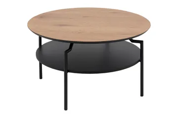 Jennifer 80 cm Rundt Sofabord med Hylle i Tre med Malt Tre - Brun - Møbler - Bord - Sofabord