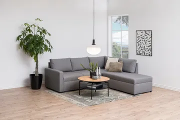 Jennifer 80 cm Rundt Sofabord med Hylle i Tre med Malt Tre - Brun - Møbler - Bord - Sofabord