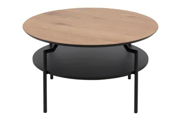 Jennifer 80 cm Rundt Sofabord med Hylle i Tre med Malt Tre - Brun - Møbler - Bord - Sofabord