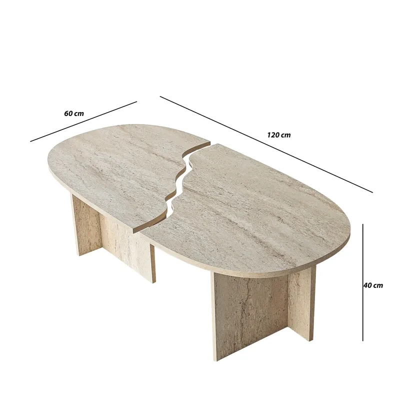 Jorvis sofabord 120 cm ovalt - Travertin - Møbler - Bord - Sofabord