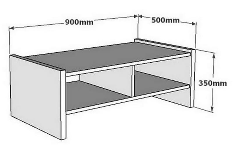 Jysaiah Sofabord 90 cm med Oppbevaringshyller - Hvit - Møbler - Bord - Sofabord