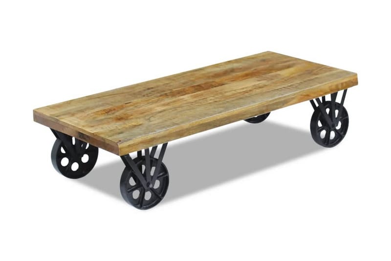 Kaffebord Brunt Solid Mango Tre 120x60x30 cm - Mangotre/Svart - Møbler - Bord - Sofabord