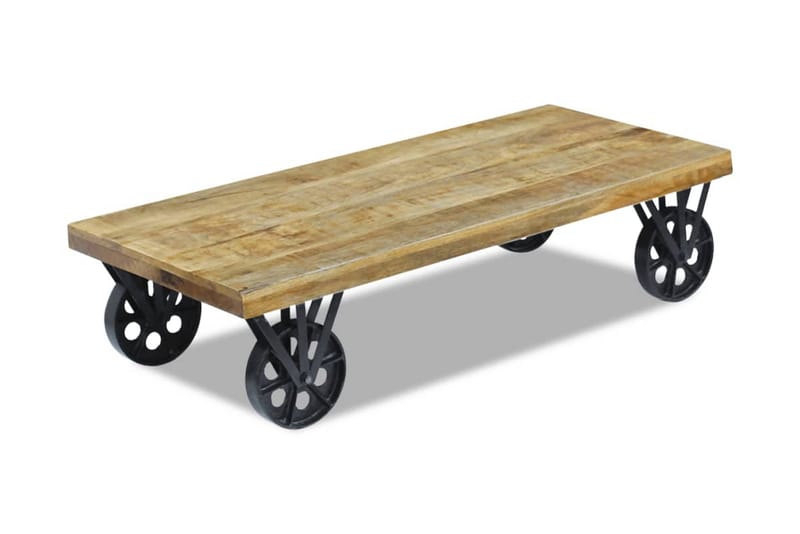 Kaffebord Brunt Solid Mango Tre 120x60x30 cm - Mangotre/Svart - Møbler - Bord - Sofabord
