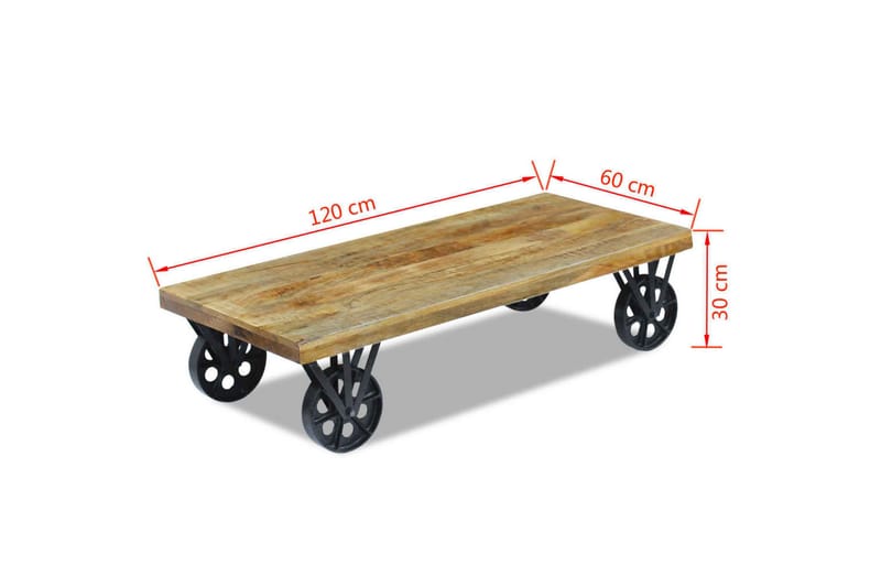 Kaffebord Brunt Solid Mango Tre 120x60x30 cm - Mangotre/Svart - Møbler - Bord - Sofabord