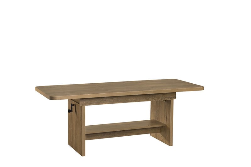 Kanej Sofabord 116 cm Hev- og Senkbart med Oppbevaring Hylle - Beige/Grå - Møbler - Bord - Sofabord