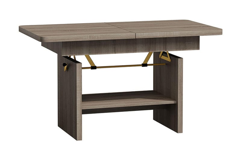 Kanej Sofabord 116 cm Hev- og Senkbart med Oppbevaring Hylle - Beige/Grå - Møbler - Bord - Sofabord
