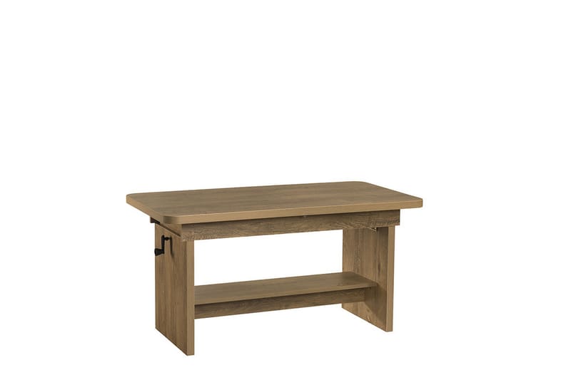 Kanej Sofabord 116 cm Hev- og Senkbart med Oppbevaring Hylle - Beige/Grå - Møbler - Bord - Sofabord