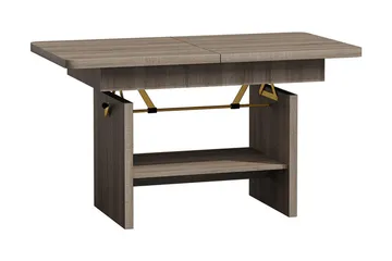 Kanej Sofabord 116 cm Hev- og Senkbart med Oppbevaring Hylle - Beige/Grå - Møbler - Bord - Sofabord