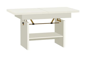Kanej Sofabord 116 cm Hev- og Senkbart med Oppbevaringshylle - Hvit - Møbler - Bord - Sofabord